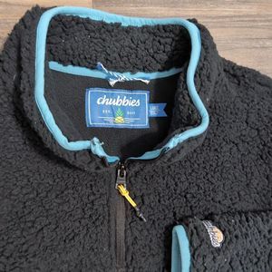Chubbies Mens Large Fleece Pullover‎ Jacket Black Pockets 1/4 Zip 21T